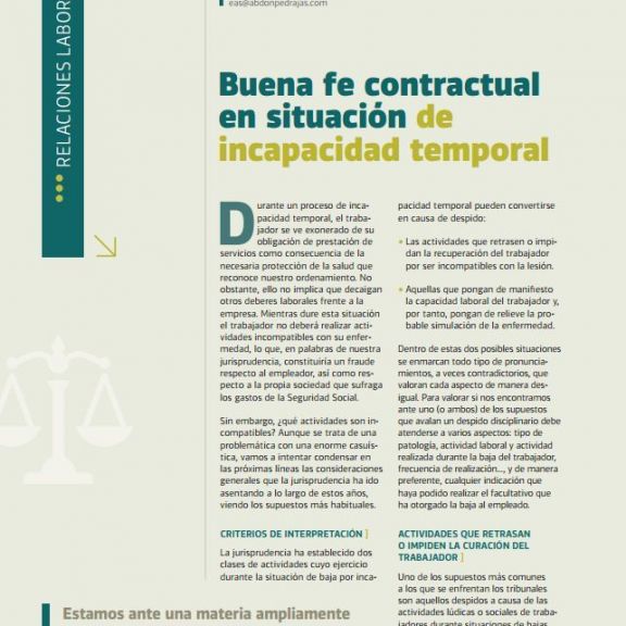 Buena fe contractual en situación de incapacidad temporal