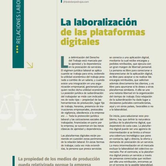 La laboralización de las plataformas digitales