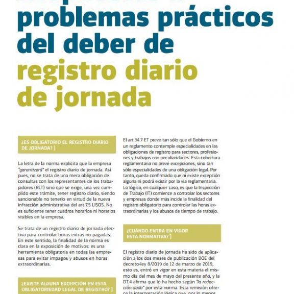 Respuestas a problemas prácticos del deber de registro diario de jornada