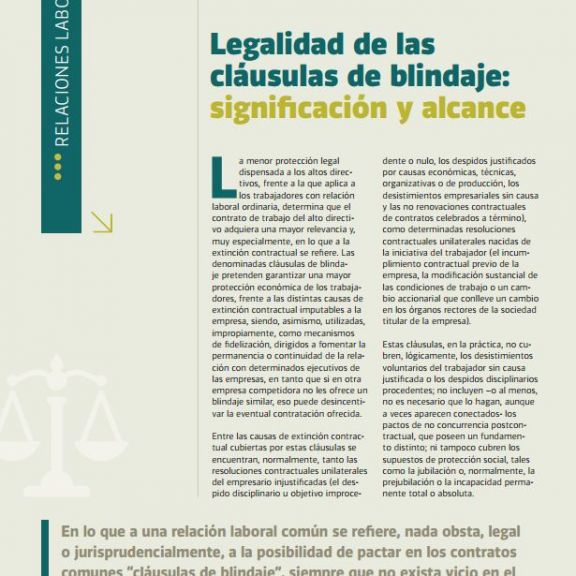 Legalidad de las cláusulas de blindaje: significación y alcance